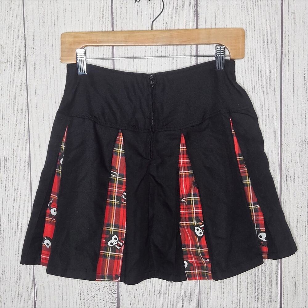 Skelanimals Black/Red Plaid Contrast Pleated Skirt with Pockets, sz Small - Picture 4 of 7